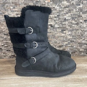 UGG Mujer Australia Becket Negro Trío Cuero Piel de Oveja Botas Talla 9 1005380 - Imagen 1 de 8
