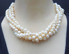 Vintage Potato Pearl 4 Strand Necklace Choker Solid 925 Sterling Silver Jewelry