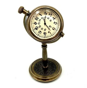 Clock Desk Vintage Table Brass Antique Art Black Quartz Deco Decorative Gift - Picture 1 of 7