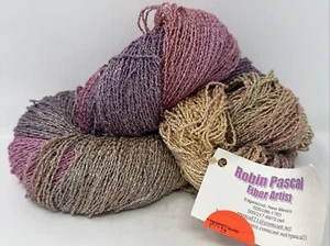 Huge Robin Pascal Hand Painted Cotton Rayon Boucle Yarn Purple Pink Yellow 600y - Picture 1 of 8