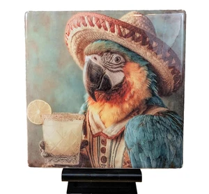 Posavasos Guacamayo Loro Margarita - Divertida Cantina Tropical - Grandes regalos - Imagen 1 de 5