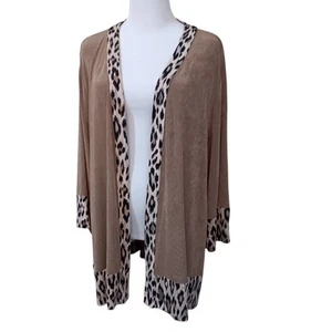 CHICO'S 3 Travelers Slinky Open Jacket Top XL Animal Print Cheetah Dressy Travel - Picture 1 of 9