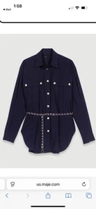 Maje Belted Long Shirt Size 1 Original Price $415 - Picture 1 of 6