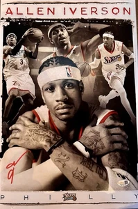 FOTO COLLAGE 12x18 firmada por Allen Iverson de los Philadelphia 76ers ¡¡testigo de JSA!!! - Imagen 1 de 2