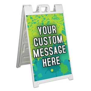 COMPLEX CUSTOM MESSAGE HERE Signicade 24x36 Aframe Sidewalk Sign Banner Decal - Picture 1 of 9