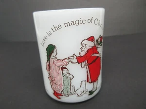 vintage Holly Hobbie Santa Claus Christmas Federal white milk glass coffee mug - Picture 1 of 12