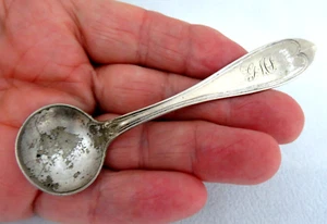 Antique Silver Plate Salt Mustard Spoon Garrett & Sons Early 1800's Mono: G M S - Picture 1 of 6