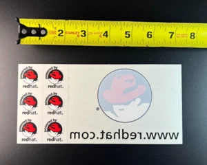Vintage Red Hat Linux Logo Label Decal Case Sticker Badge Powered by Red Hat 90s - Picture 1 of 1