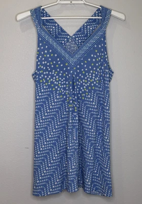 Vestido de dormir Oscar De La Renta etiqueta rosa tamanho XL estampa azul sem mangas gola V - Imagem 1 de 4