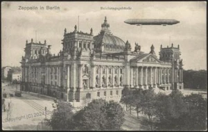 Deutschland 1909 Pionier Berlin Reichstag Zeppelin Luftschiff Postkarte 110855 - Bild 1 von 2