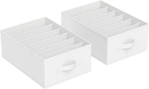 Set of 2 Large Size Wardrobe Clothes Organizers, 6-Compartment Foldable Drawer O - Picture 1 of 12