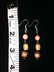 Homemade One of a Kind Earrings Pink Peach Bead Item #1016192001 - Picture 1 of 2