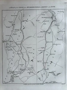 1795 The Huddersfield Narrow Canal To Ashton Under Lyne Antique Map - Picture 1 of 3