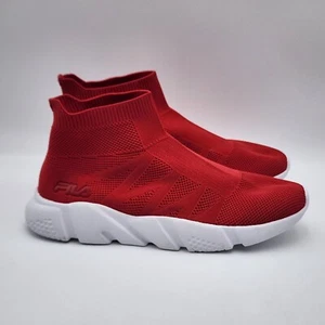 FILA SOCK HI-CUT SNEAKERS RED Men's Shoes Sneakers Size 8 - Picture 1 of 14