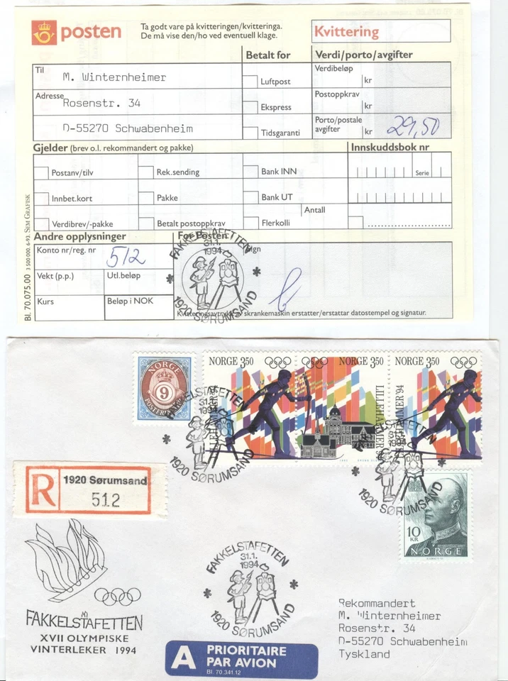 Norway Olympic Games Lillehammer 1994 Torchrelay Sorumsand 31.1.1994 - Image 1 of 1