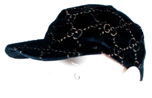 GUCCI Azul Oscuro Terciopelo y Dorado GG Monograma Bordado Gorra de Béisbol Sombrero S - Imagen 1 de 11