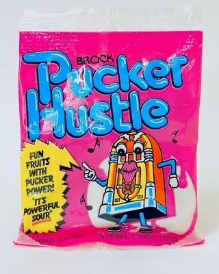 "Contenedor de caramelos Brock PUCKER HUSTLE 1990 de colección 5"" rosa intenso sellado" Foto 1 de 4