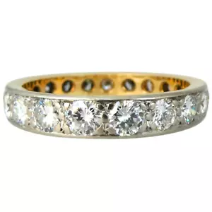Vintage 18ct TWO TONE Gold Graduated FULL HOOP 1.26CTW DIAMOND BAND, Size N+/7+ - Picture 1 of 11