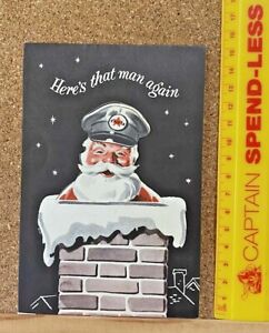 ORIGINAL 1950s CALTEX PETROL SERVICE STATION POP-UP SANTA CHRISTMAS CARD EXC!!!