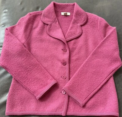 EUC Women Medium Petite M Pink 100% Wool Appleseed's Short Jacket Buttons Collar - Image 1 of 4