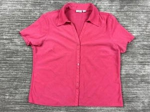 Cato Top Womens Large Pink Button Up Shortsleeve Semi Sheer Blouse - Picture 1 of 13