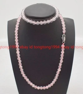 Klassische 6/8/10mm Rosa Kristall Runde Edelstein Perlen Halskette Armband Set - Bild 1 von 3
