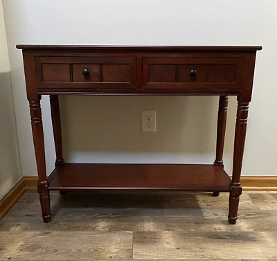 Cherry Wooden Console Table Behind Sofa Storage Hallway Accent Drawers Furniture - Image 1 of 4
