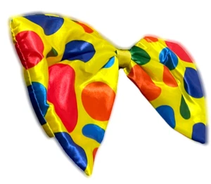 Funny 14" JUMBO FOAM CLOWN BOW TIE Costume Circus Color Polka Dots Yellow Joke - Picture 1 of 9