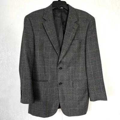 Casaco esportivo Jos A Bank masculino 40R Houndstooth blazer de lã 2 botões marrom cinza verde - Imagem 1 de 4