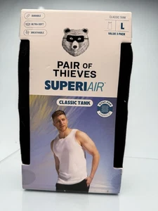 Pair of Thieves Men's 3pk SuperiAir Cotton Tank Top Black Size L Large (34-36") - Picture 1 of 3