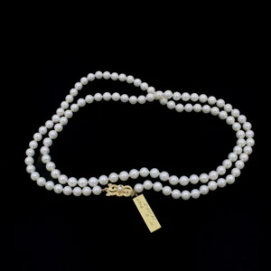 Mikimoto 18k Yellow Gold Cultured Japanese Akoya Pearl 30in Necklace #J170527-1 - Imagen 1 de 7