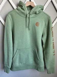 Schön! Carhartt Damen L 12-14 Relaxed Fit Midweight Logo Sleeve Hoodie - Grün - Bild 1 von 9