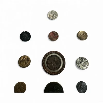 Lote Colección Botones Cuadro Victoriano Antiguo Foto 1 de 4