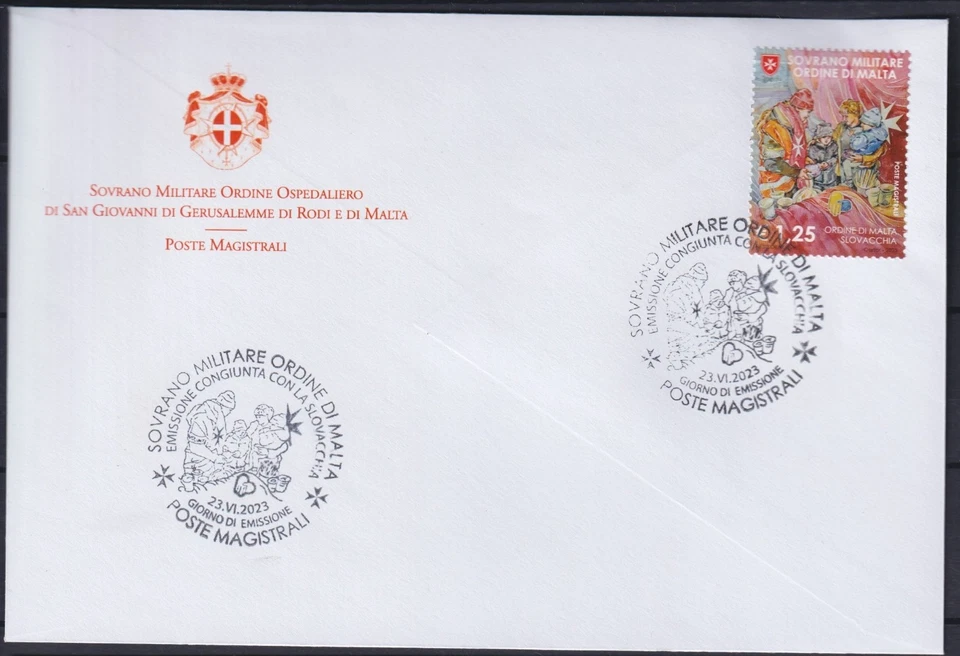 SMOM 2023 Joint Issue with Slovakia, Refugees from Ukraine, War in Ukraine. FDC - Image 1 of 1