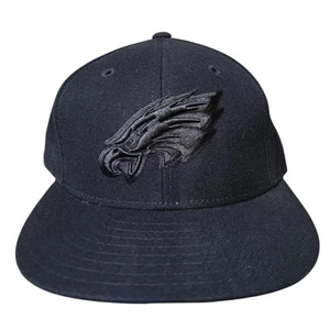 NFL Philadelphia Eagles Blackout LOGO All Black Snapback Hat Reebok Brand NEW - Picture 1 of 12