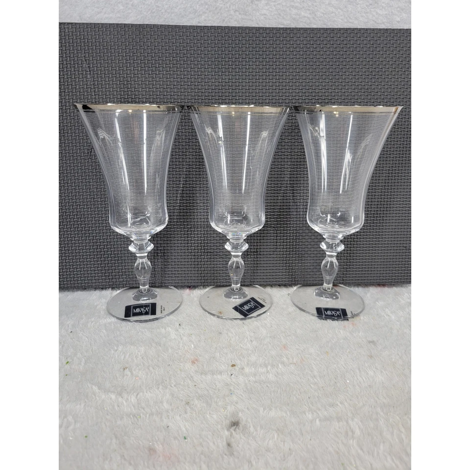 Mikasa 詹姆斯敦铂冰茶杯 3 件套奥地利铅水晶白金 — 第 1/4 张图片