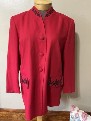 Blazer Pendleton Rojo De Colección Mujer Talla 14W Negro Puntada Botones Cubiertos Foto 1 de 4