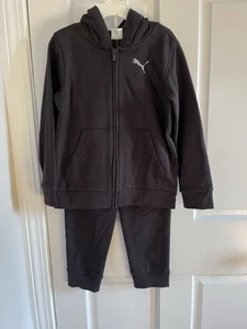 PUMA Sweatshirt Sweatpants Set Kids Boys 5 Black 2 Piece Outfit Hooded New - Picture 1 of 8