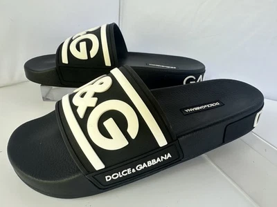 Nuevas Sandalias Deslizantes Dolce & Gabbana Para Mujer Talla 39 Negro Logo Goma Sin Cordones Foto 1 de 4