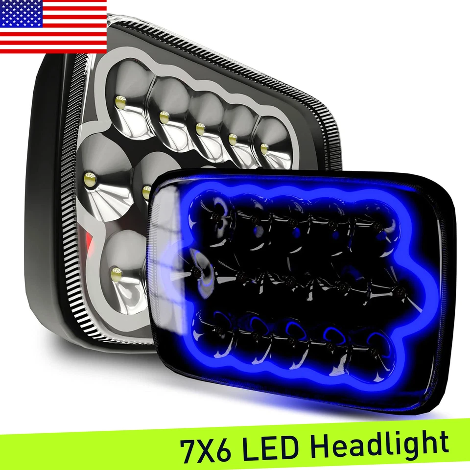 5x7" 7x6" LED Headlight Hi-Lo Sealed Beam Blue DRL For Toyota Pickup 1982-1995 - Image 1 of 4