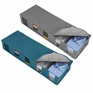 1-2pcs Under Bed Storage Bag Containers Clothes Box Underbed Organizer Non-Woven - Picture 1 of 16