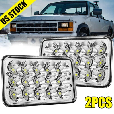 Faros LED cromados de 4x6" para camioneta Dodge Dakota 1987-1995 haz sellado alto/bajo Foto 1 de 4