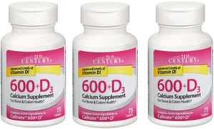 21st Century Calcium 600 + Vitamin D3 Tablets 75ct (3 Pack) - Picture 1 of 1