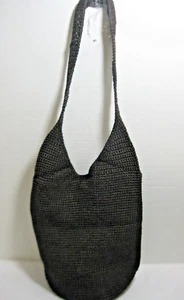 Shoulder Bag Purse Deep Brown Crochet Knit Over Lined Button Close Medium - Picture 1 of 3