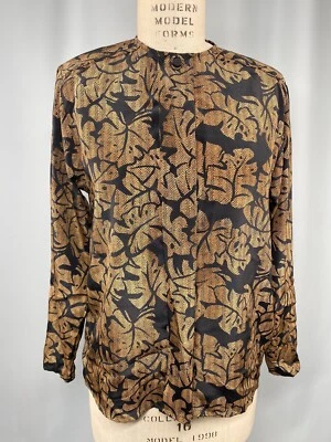 Blusa Vintage Oscar De La Renta TALLA 10 MEDIANA Negra Marrón Años 80 90 Clásica Foto 1 de 4