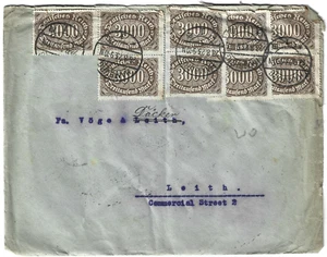 Alemania, Sobre Hiperinflación, 9 x 3000 y 10 al revés, Hamburgo/Leith 1925 - Imagen 1 de 2
