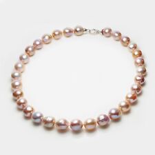 Multi-Color 10.5-13mm Baroque Kasumi Pearl Strand Necklace Sterling Silver,17"