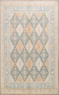 Vegetable Dye Geometric Khotan Oriental Area Rug Hand-knotted Wool Carpet 8'x10' - Image 1 of 4