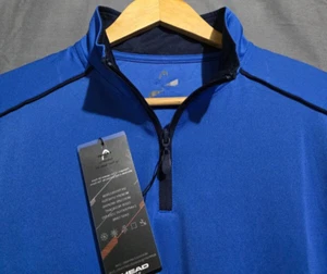 Head Golf Jacket Uomo L Harris Strong Blu 1/4 Zip Performance Pullover NUOVO - Foto 1 di 7