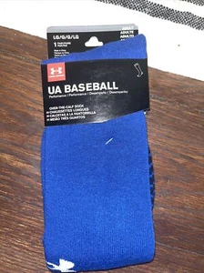 NWT 1 Pair Under Armour Large Men 9-12.5 Baseball Socks Over The Calf Blue BB4 - Picture 1 of 2
